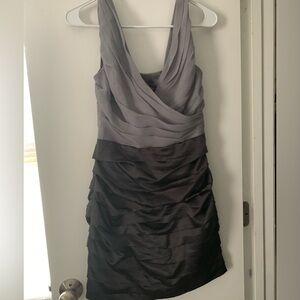 Express Gray Two Toned Satin V-Neck Sleeveless Ruched Mini Party Dress size 4